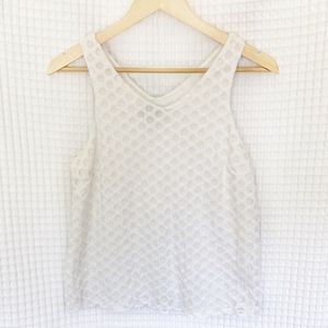 Sunday in Brooklyn Cropped Dot Lace Tank Top